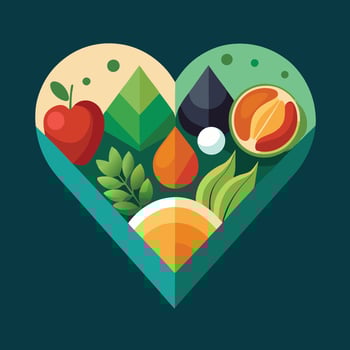 A heart shaped food and drink icon vector
