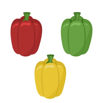 drawing with bell pepper. Image of multi colored peppers isolated on a white background. Colored logo. vector