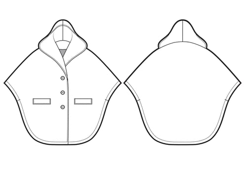womans cape coat flat sketch vector