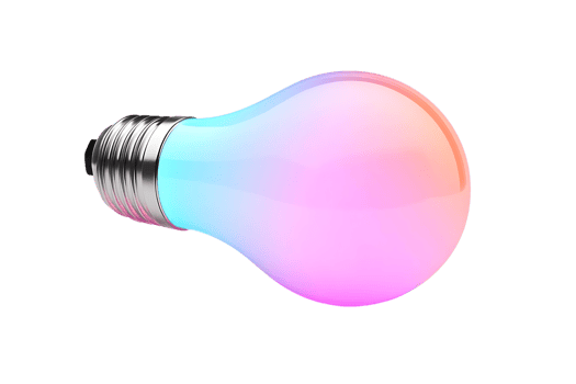 Light Bulb Glowing with a Transparent Background, Multicolored Light Shining Through png