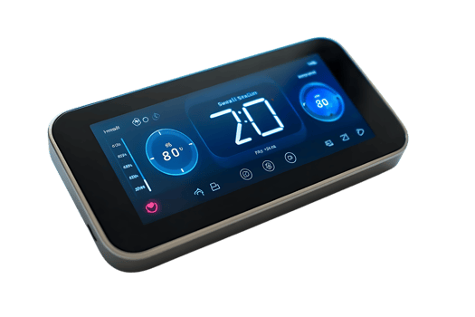 Smart Home Thermostat with Transparent Background Displays Temperature and Time png