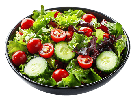 Fresh Green Salad with Cherry Tomatoes and Cucumber, Delicious and Healthy Meal, Perfect for a Light Lunch or Dinner, with a Transparent Background png