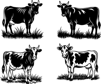 Cow Silhouettes set vector