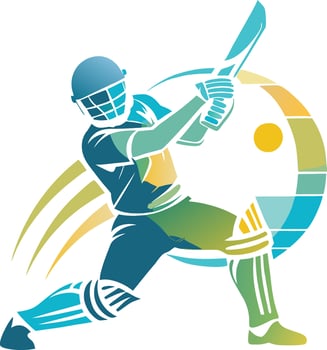 Cricketer logo design vector