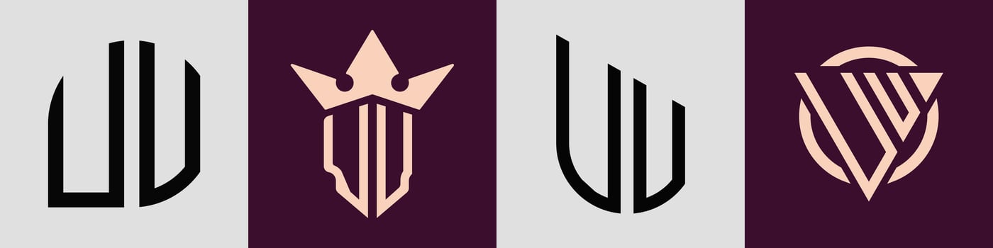 Creative simple Initial Letters UV Logo Designs Bundle. vector