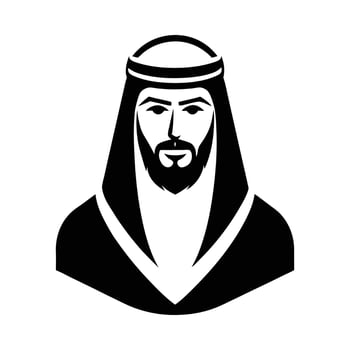 The arabic man is wearing a beard and a turban vector