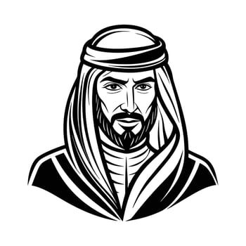 Arab man with beard and turban vector