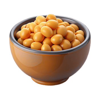 boiled chickpeas in bowl plastic style render 3d icon isolated on transparent background cutout png