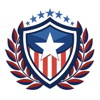Patriotic American Shield Emblem with Stars and Stripes vector