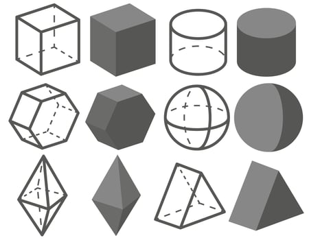 Set of cube icons and cube pattern balls. Isolated on white background. vector
