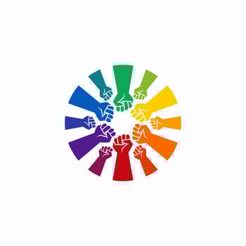 unity hand logo design template vector