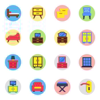 Set of Furniture Flat Icons vector