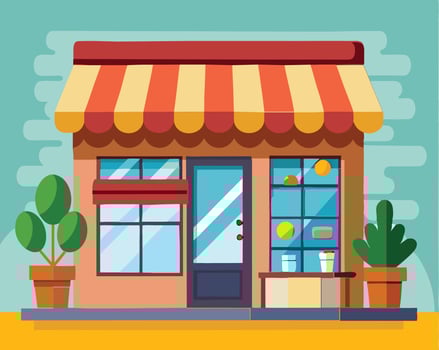 cartoon illustration of a shop window vector