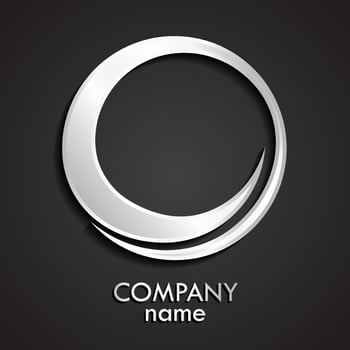 3d abstract silver metal circle logo design vector