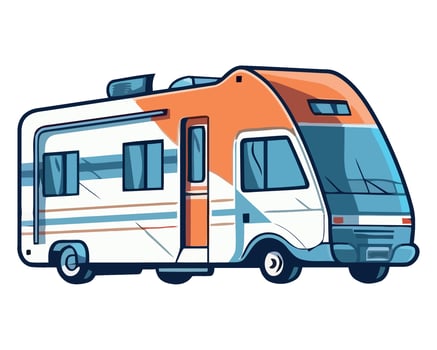 An orange and white camper van on a white background vector