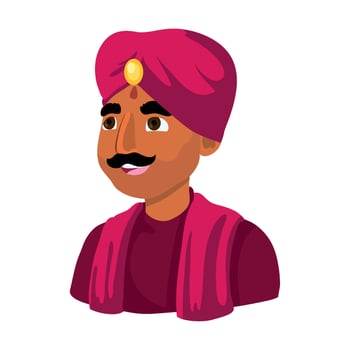 Indian man in turban avatar illustration vector