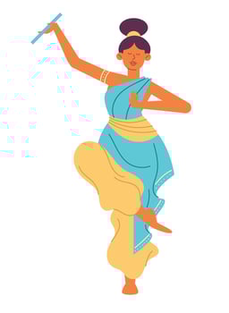 Indian woman dancing with a stick vector