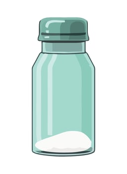 A glass jar with a white powder inside vector