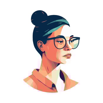 A woman with glasses and a bun in her hair vector