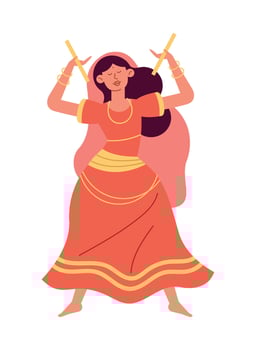 Indian woman dancing with a stick vector