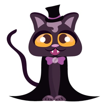 A cartoon cat dressed as a vampire vector