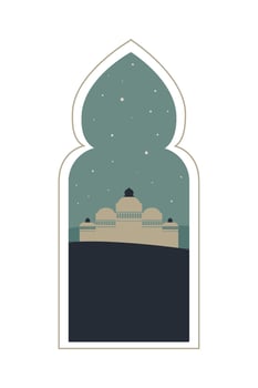 Islamic mosque in the night sky illustration vector