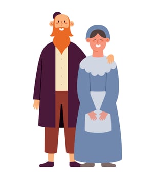An illustration of a man and woman in traditional clothing vector