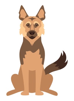 German shepherd dog sitting on the ground illustration vector