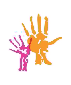 A handprint with a pink and orange hand vector