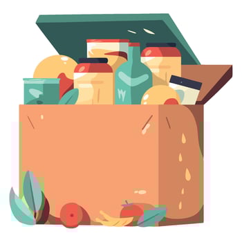 A box full of food and drinks vector