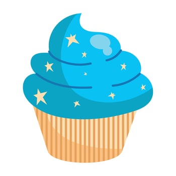 Blue cupcake with stars vector