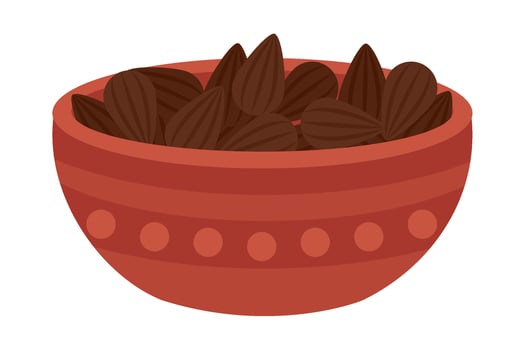 Almond nuts in a bowl illustration vector