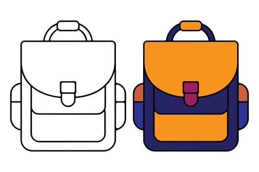 School Bag Icon Design. Backpack or Schoolbag Line Icon. Back to School Concept Design on White Background. School Bag Icon vector