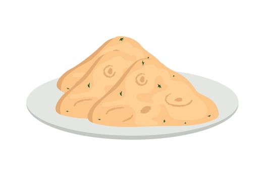 A plate of food with two pieces of bread on it vector
