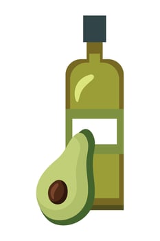 Avocado oil and olive oil flat illustration vector