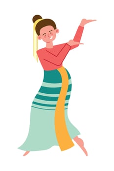 A woman in traditional dress is dancing vector