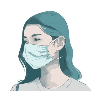 A woman wearing a surgical mask vector