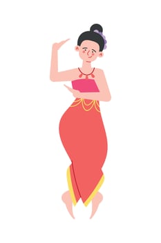 Thai dancer in traditional dress, illustration vector