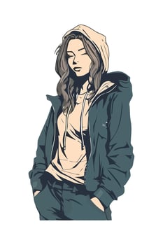 A girl in a hoodie and pants vector