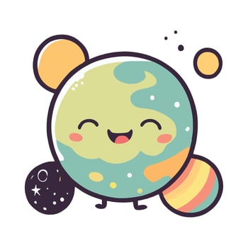 Planet earth with cute face and smile illustration vector