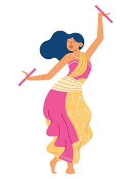 Indian dancer with a stick illustration vector