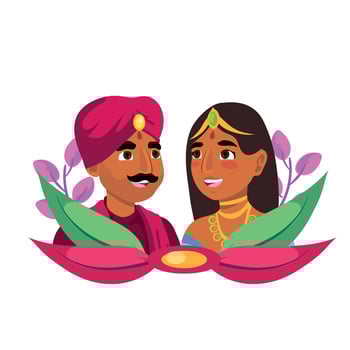 Indian couple in traditional attire vector