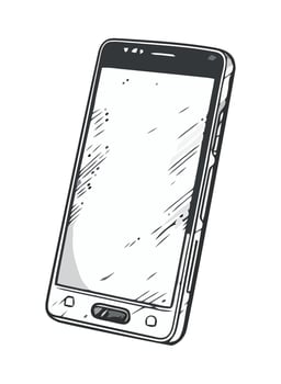 A drawing of a smartphone with a blank screen vector