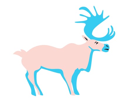 A cartoon moose with blue horns and pink skin vector