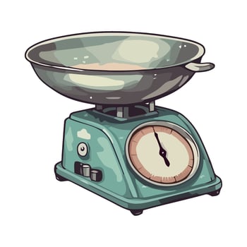 An illustration of a kitchen scale with a bowl vector