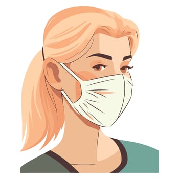 Woman wearing a surgical mask vector