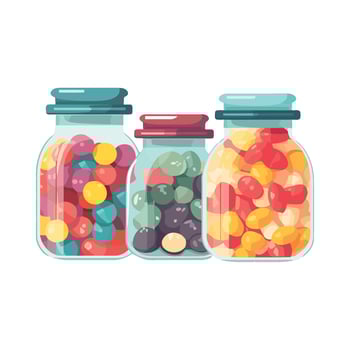 Jelly beans in glass jars illustration vector
