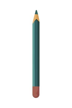 A green pencil with a yellow tip on a white background vector