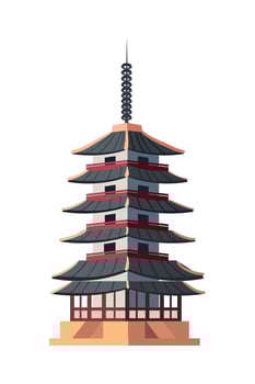 Japanese pagoda, traditional architecture, traditional architecture illustration on white background vector