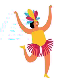 A cartoon woman in a colorful dress dancing vector